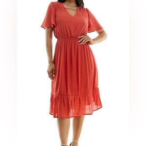 Luxology burnt orange midi dress
